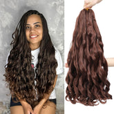WIPPORYA brown French curl braiding hair 24inch color 33 for long-lasting style