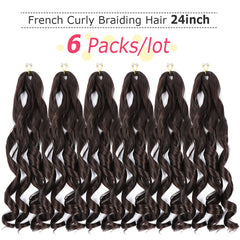 WIPPORYA pre-stretched 24inch French curls braiding hair for quick braid installs