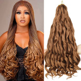 WIPPORYA pre-stretched French curly braiding hair 24 inch Loose Wave for quick protective styles.