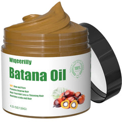 Wiqeerilly Batana Oil bottle close-up highlighting hair growth potential