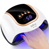 Wisdompark 268W UV LED Nail Lamp in gold, front view for efficient gel curing