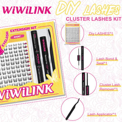 WiWiLINK lash bond being applied on natural lashes for secure attachment.