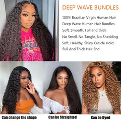WLYMLY Deep Wave Bundles double-weft detail showing minimal shedding.