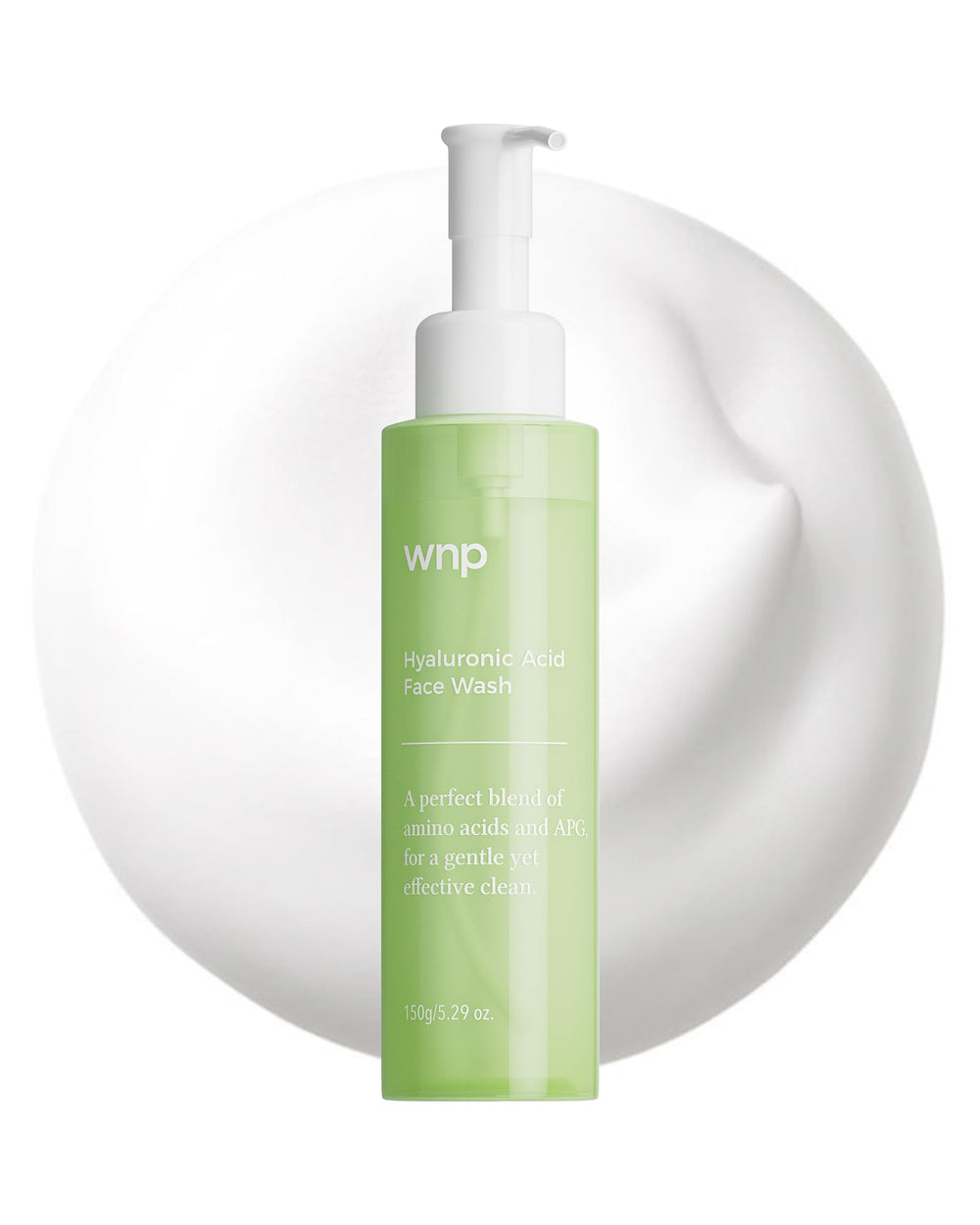 WNP Foaming Face Wash bottle highlights gentle cleansing for all skin types