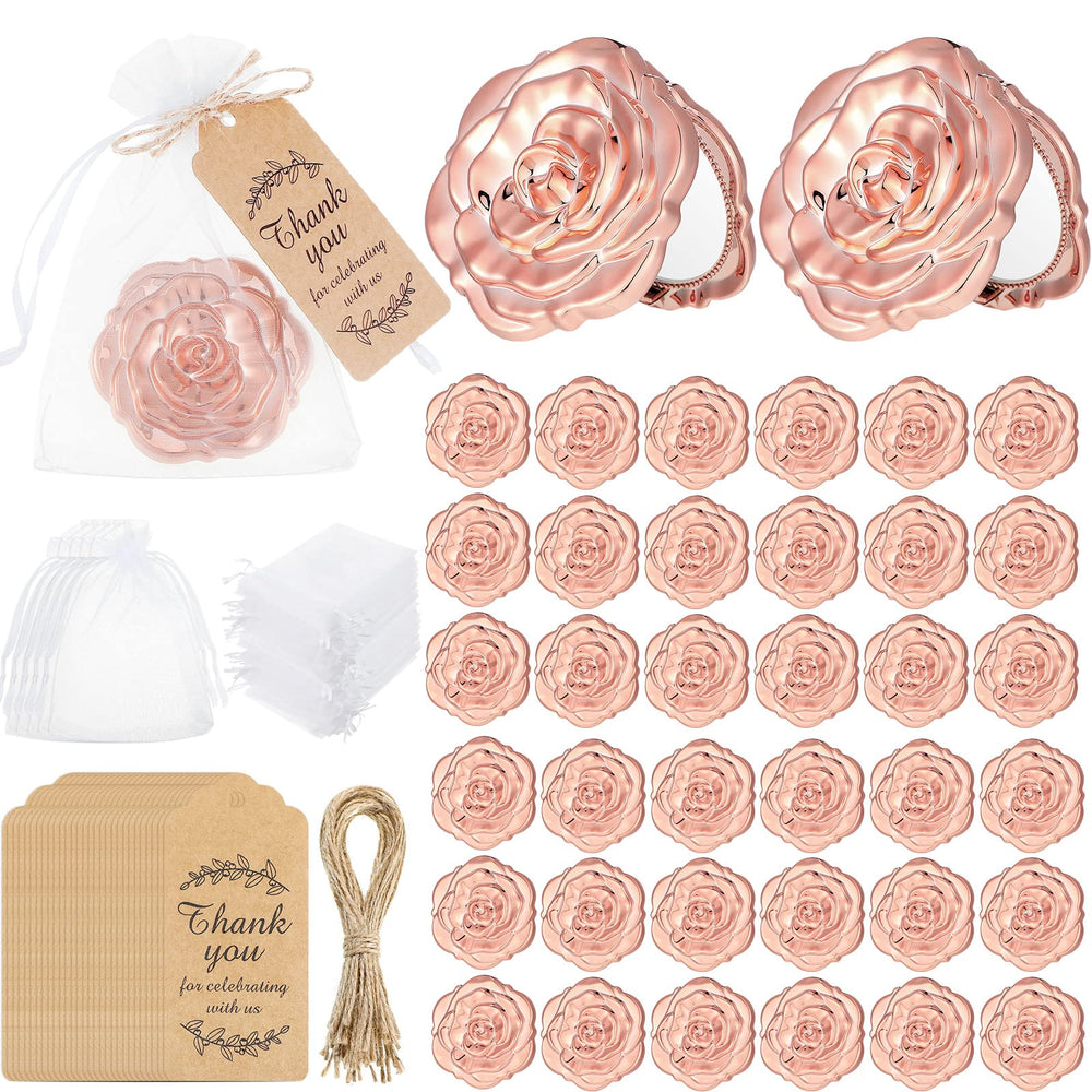 Woanger rose compact mirror bulk pack, rose-shaped design with secure grip.