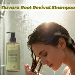 Close-up of Nuvara formula with rosemary and botanicals for fuller-looking hair.
