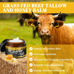 Wonshine grass-fed beef tallow balm close-up emphasizes natural ingredients.