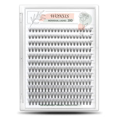 WONSIS Lash Clusters 240pcs with 0.07mm thickness for lightweight wear.