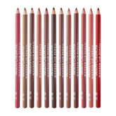 12 Colors Wooden Lip Liner Set front view for precise lip definition.