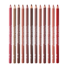 12 Colors Wooden Lip Liner Set front view for precise lip definition.