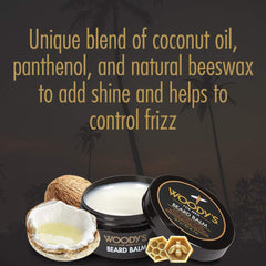 Applying Woody's Beard Balm to beard for conditioning and style.