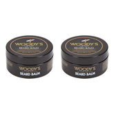 Woody's Beard Balm tub close-up showing conditioning texture for beard care.