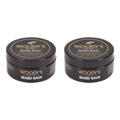 Woody's Beard Balm tub close-up showing conditioning texture for beard care.