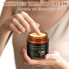 WOPD beef tallow honey balm texture closeup highlighting creaminess