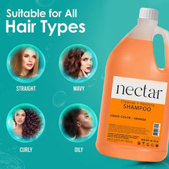 Shampoo bottle label indicates skin-friendly, pH-balanced formula