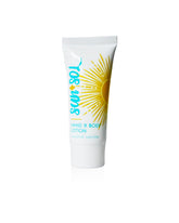 World Amenities Sun + Sol lotion bottles on display in premium hotel rooms.