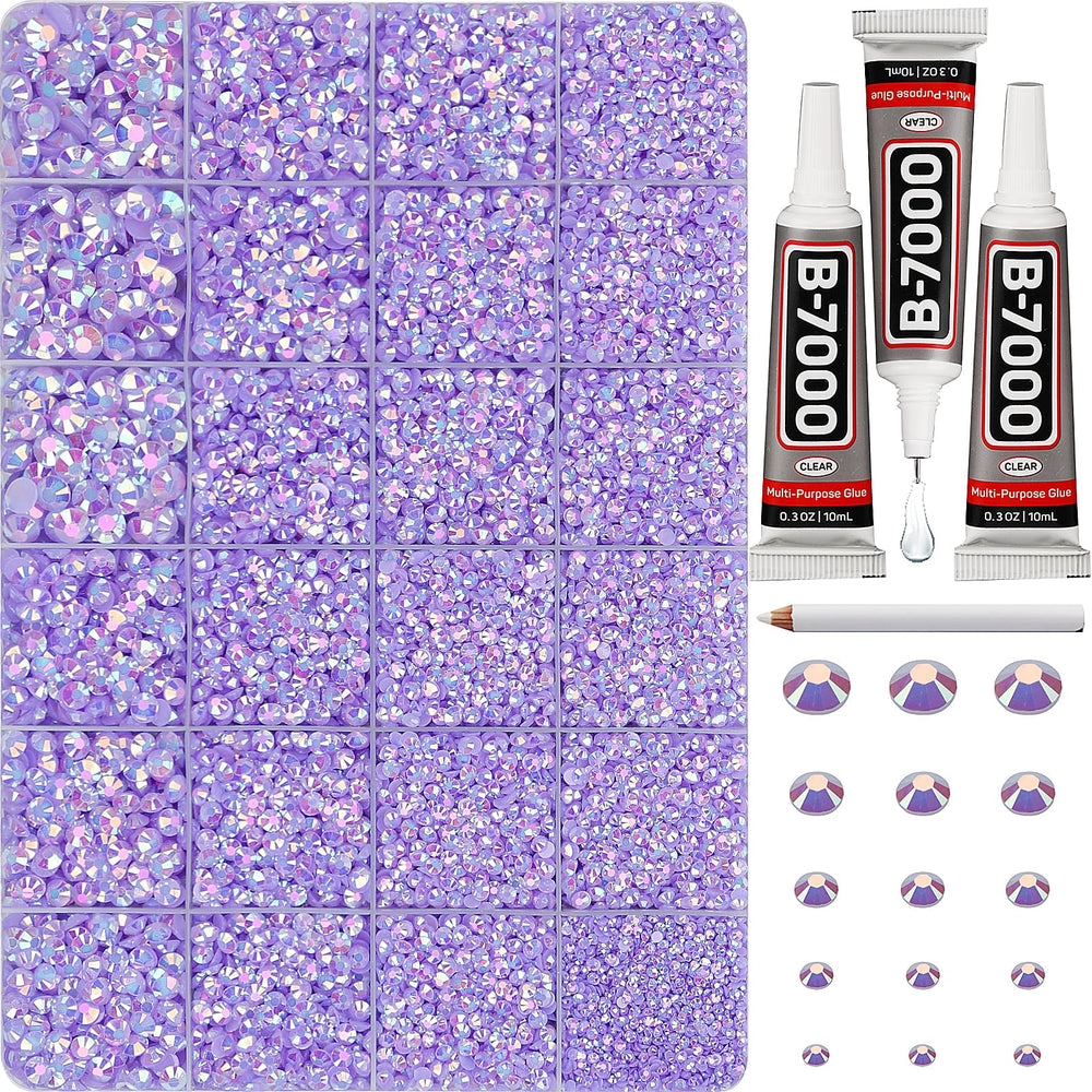 Worthofbest bedazzler kit with light purple AB rhinestones for clothing embellishments.