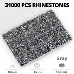 Worthofbest 3mm flatback gray rhinestones close-up for fabric accents
