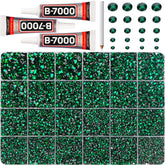 Worthofbest emerald rhinestones organized in a 24-grid case for precise crafting