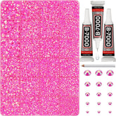 Worthofbest hot pink AB rhinestones for bedazzling; vibrant sparkle for clothing and nails