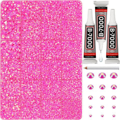 Worthofbest hot pink AB rhinestones for bedazzling; vibrant sparkle for clothing and nails