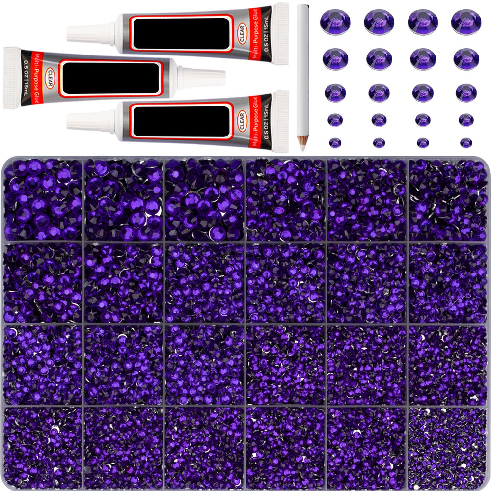 Worthofbest purple rhinestones 32000pcs in a bag for versatile bedazzling projects.