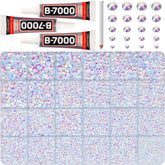 Worthofbest white AB rhinestones in a 24-grid tray for organized jewelry making.