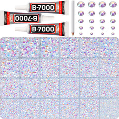 Worthofbest white AB rhinestones in a 24-grid tray for organized jewelry making.