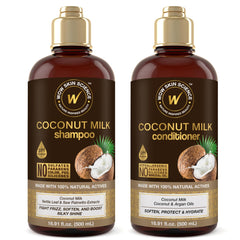 WOW Skin Science Coconut Milk Shampoo bottle front showing hydrating curls