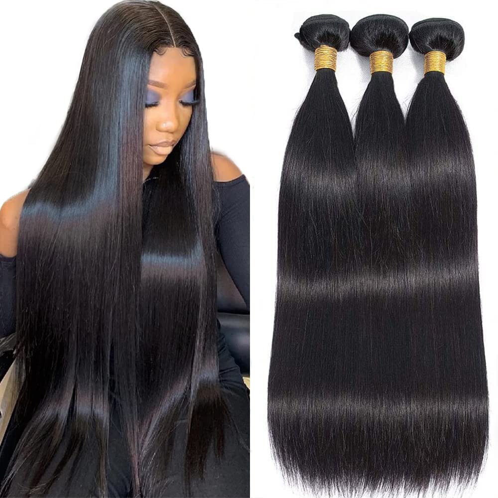 WOWQUEEN 10A Brazilian straight bundle 18-inch close-up for silky texture