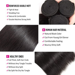 WOWQUEEN 10A Brazilian straight bundle 16in long, silky falls