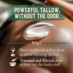 Grass-fed beef tallow golden batch indicating regenerative farming and premium quality