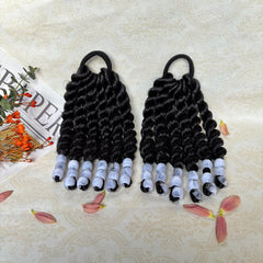 WSTAR Kids ponytail extension with beads for protective two-strand twists in white, 6 inch