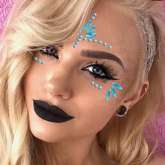 WUIOS Mermaid face gems blue body-art accents for costume and rave occasions