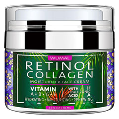 WUMAL Retinol Cream bottle closeup, premium packaging for daily hydration.