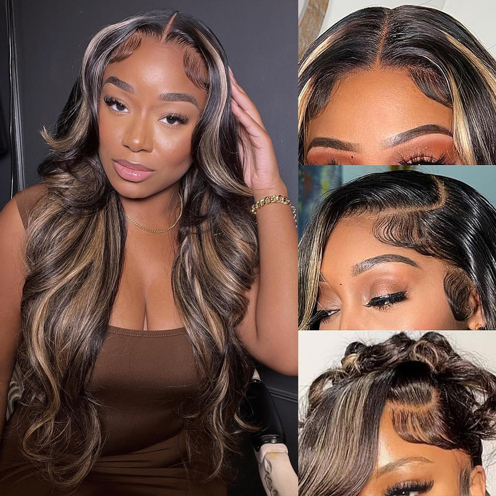 WXG 30-inch balyage lace front wig with body wave for daily wear and statement length