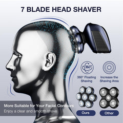 Wyklaus bald head shaver with double blades for precise trimming and safety.