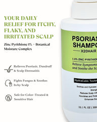X20Hair psoriasis shampoo pour action suggesting effortless application and cooling cleanse