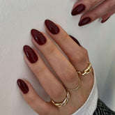 XCREANDO Burgundy wine red press-on nails with glossy finish for everyday wear