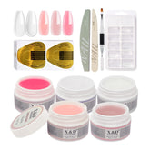 X&D Poly Gel Nail Kit with five colors for natural-looking extensions.