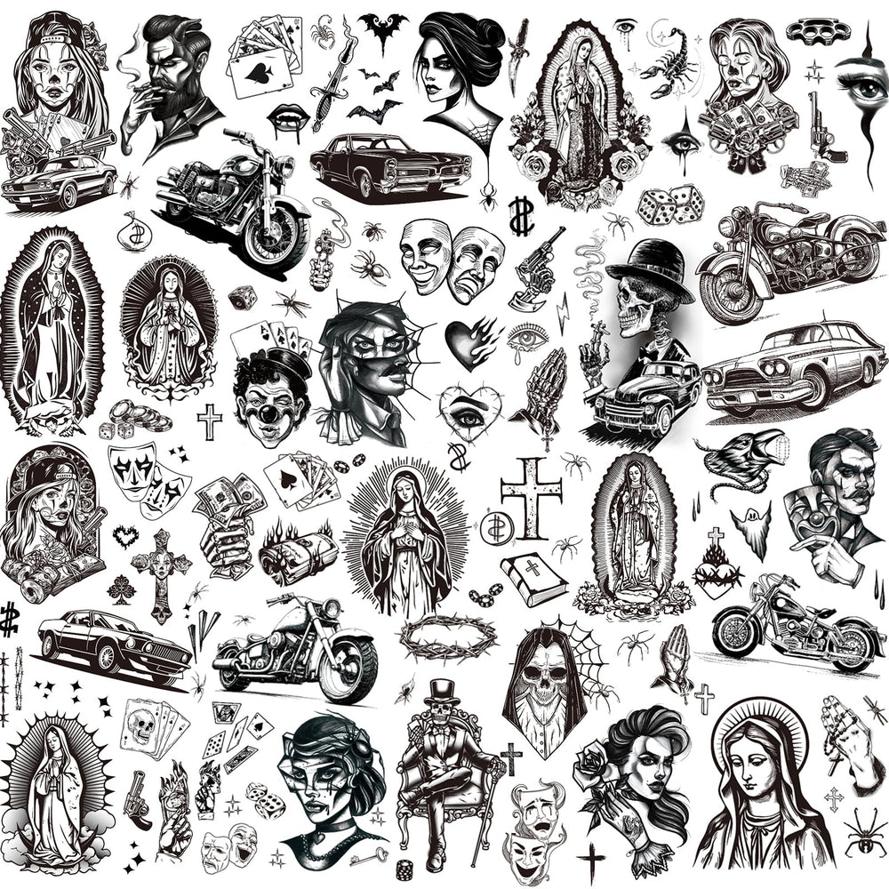 XIYOKA 12-sheets chicano tattoos for bold Halloween looks