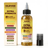 XILRVON Herbal Hair Growth Oil bottle shows premium blend for fuller-looking hair.