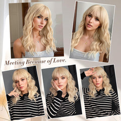 XIXIBI long wavy curly wig with bangs enhances face framing