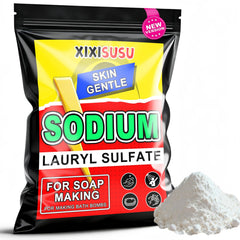 XIXISUSU SLSA powder bottle shows pure coconut-derived surfactant for gentle cleansing