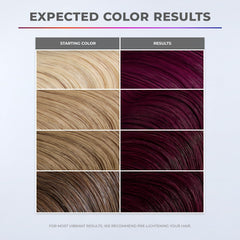 XMONDO Burgundy dye application kit shows bold color payoff on lighter bases.
