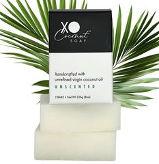XO COCONUT coconut oil bar soap handcrafted with a rich, creamy lather.