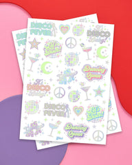 xo Fetti disco glow peace sign tattoo for playful bachelorette vibe.