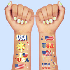 xo, Fetti fireworks tattoo on skin for bold Fourth of July look.