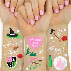 xo, Fetti pink and green witch tattoos collection for whimsical party flair and wearable fun.