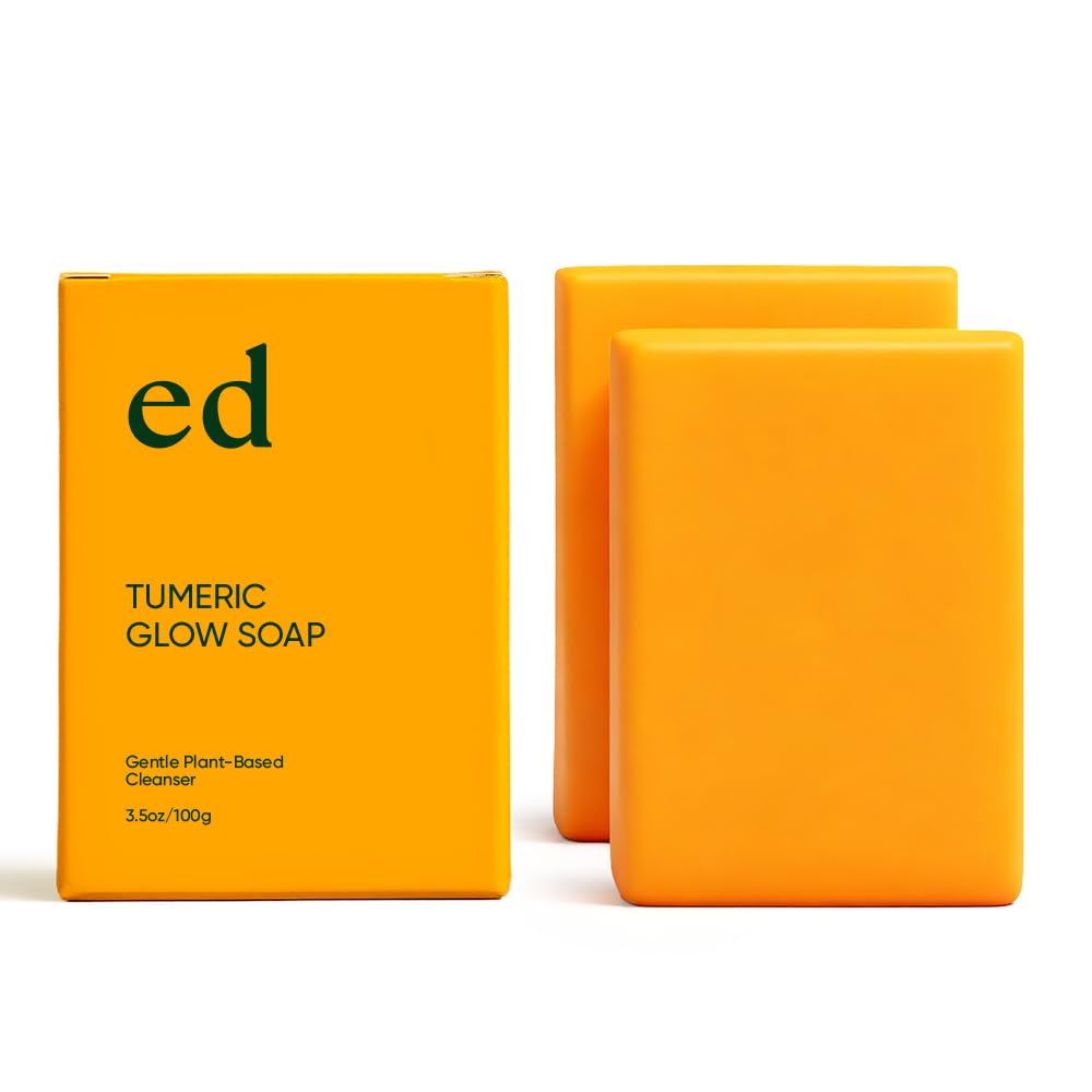 XPDGVS Ed Turmeric Glow Soap close-up shows a gentle daily cleanse for all skin types